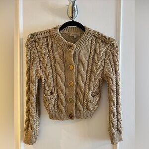 Ladies Burberry Chunky Cable Knit Sweater - Tan size XS
